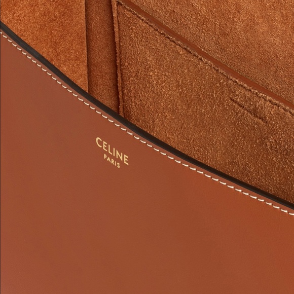 Celine Folco Cuir Triomphe In Smooth Calfskin Tan Bag - Picture 2 of 8